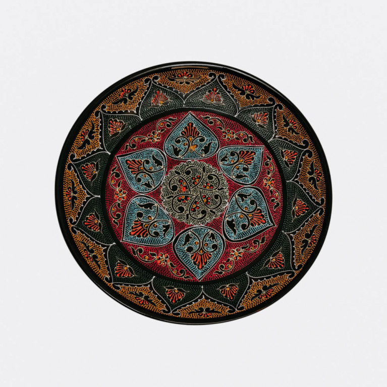 Unique handmade decorative plate from Uzbekistan, 32 cm, drip technique